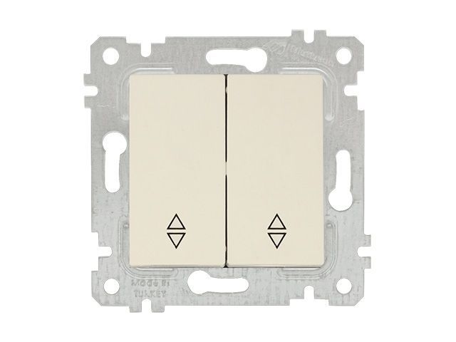 Выключатель проходной 2-клав., скрытый, без рамки, винт. зажим, кремовый, RITA, 10 A, 250 V, IP 20, Mutlusan 22004040202