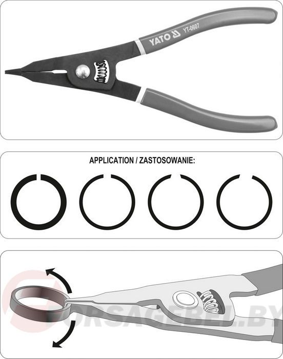 Щипцы распорные для стяжных хомутов 235 мм CrV Yato YT-0607