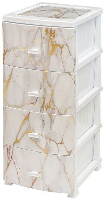 Комод "Белый мрамор", 4 секции, белый РУССПЛАСТ РП-451 БелМрамор
