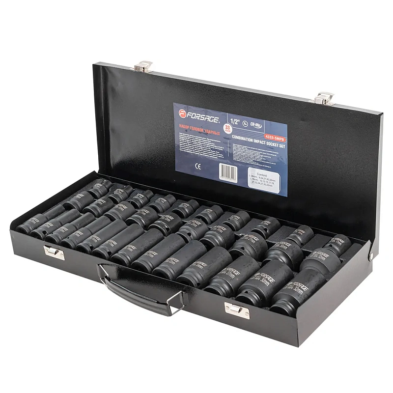 Набор глубоких и коротких ударных головок 8-32 мм 1/2'' 6-гр 33 пр Forsage F-4333-5MPB
