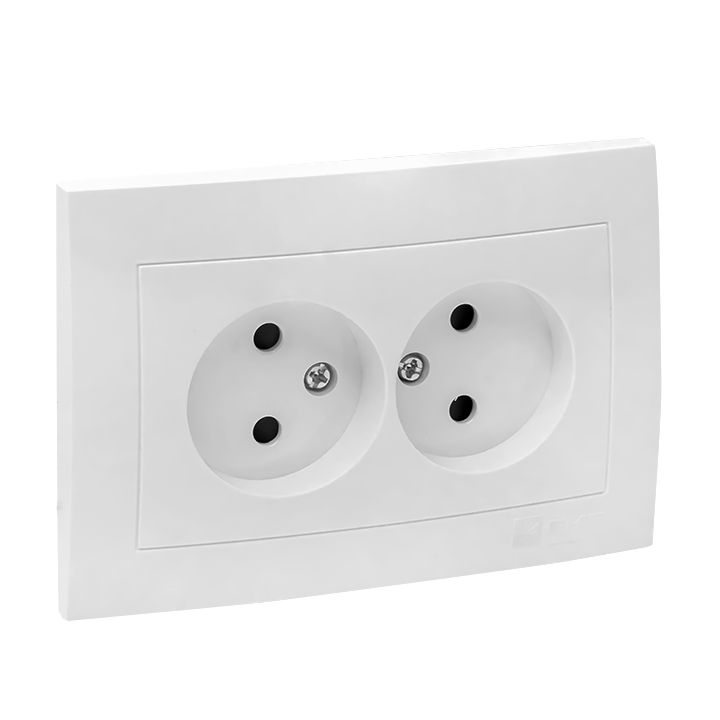 Валенсия розетка 2-местная б/з 10А белая с защ, штор, EKF PROxima EWR10-102-10