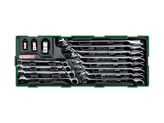 Набор ключей комбинированных с перекл. трещоткой 15 пр. в ложементе Toptul GTA1541