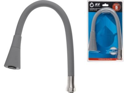 Излив гибкий с двухрежимной лейкой серый для смесителя, AV Engineering AVZAP-2SGR