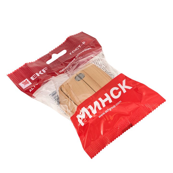 Выключатель 2-клавишный ОП Минск 10А с индикатором светлое дерево EKF EGV10-123-30