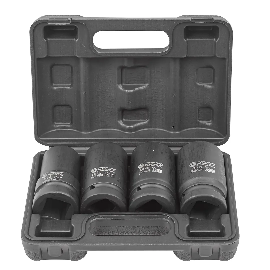 Набор головок ударных глубоких 4 пр., 1" 6-гр. 27, 32, 33, 36 мм Forsage F-8041-5MPB