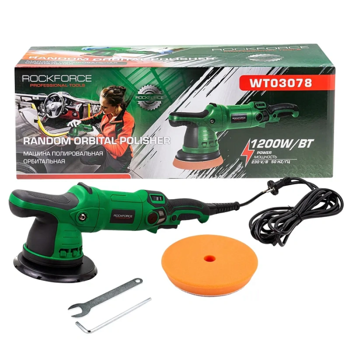 Машина полировальная орбитальная электрическая 230V, 1200W, 2000-4500об/мин, Øкруга 150 мм RockForce RF-WT03078