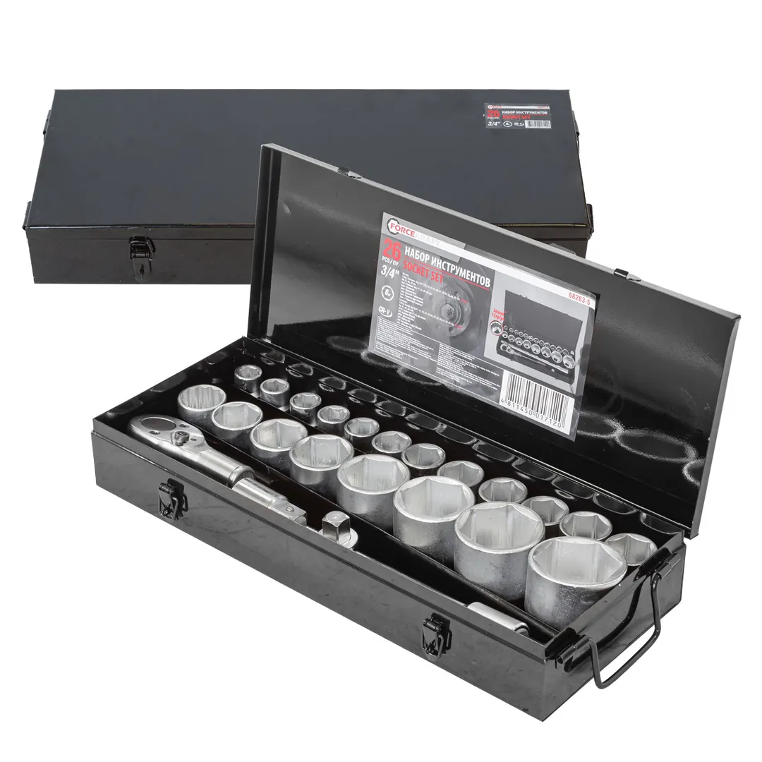 Набор головок 17-65 мм 3/4''&1" 26 пр 6-гр. ForceKraft FK-68263-5