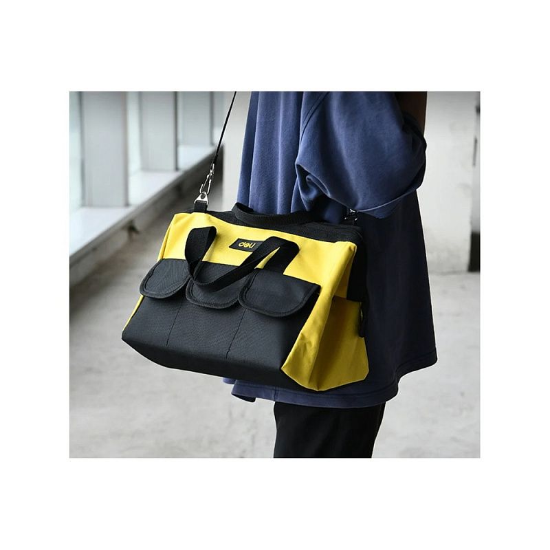 Сумка для инструментов Deli YS EDL430016, 360х180х250 мм, ткань Oxford, черный, желтый