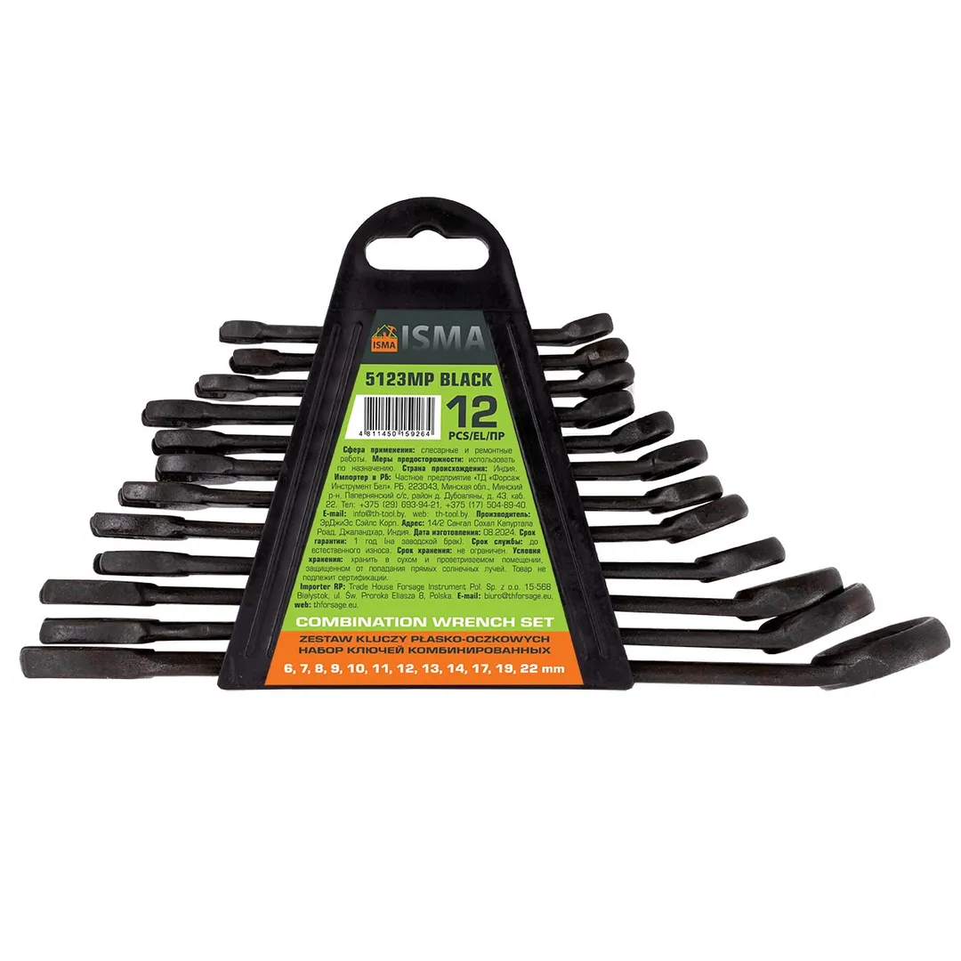 Набор ключей комбинированных 6-22 мм 12 пр ISMA ISMA-5123MP BLACK