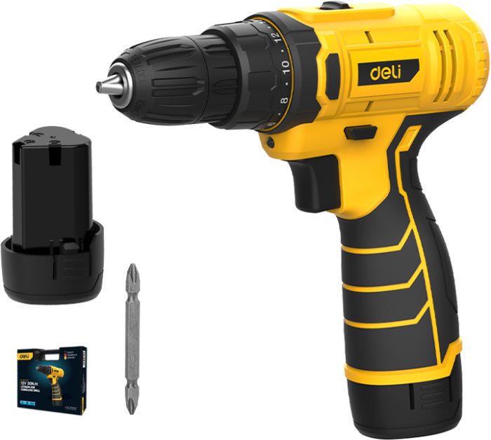 Аккумуляторная дрель-шуруповерт Deli YS EDL-DZ12-5A2 12 В, 30 Нм, 1 АКБ, 2 Ач, кейс