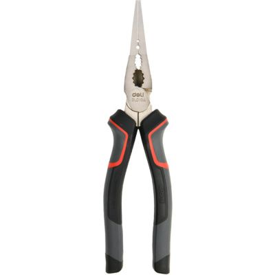 Длинногубцы Deli RS EDL0104, 200 мм, черный, красный