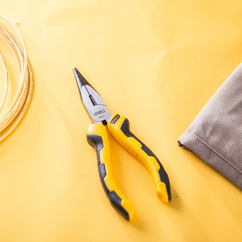 Длинногубцы Deli YS EDL2106, 160 мм, черный, желтый