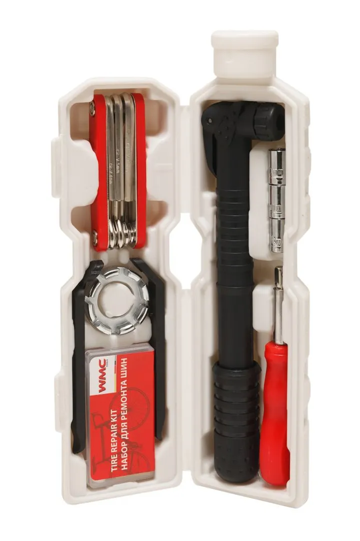 Набор инструментов для обслуживания велосипеда 27 пр., держатель фляги, в белой тубе WMC TOOLS WMC-2727W