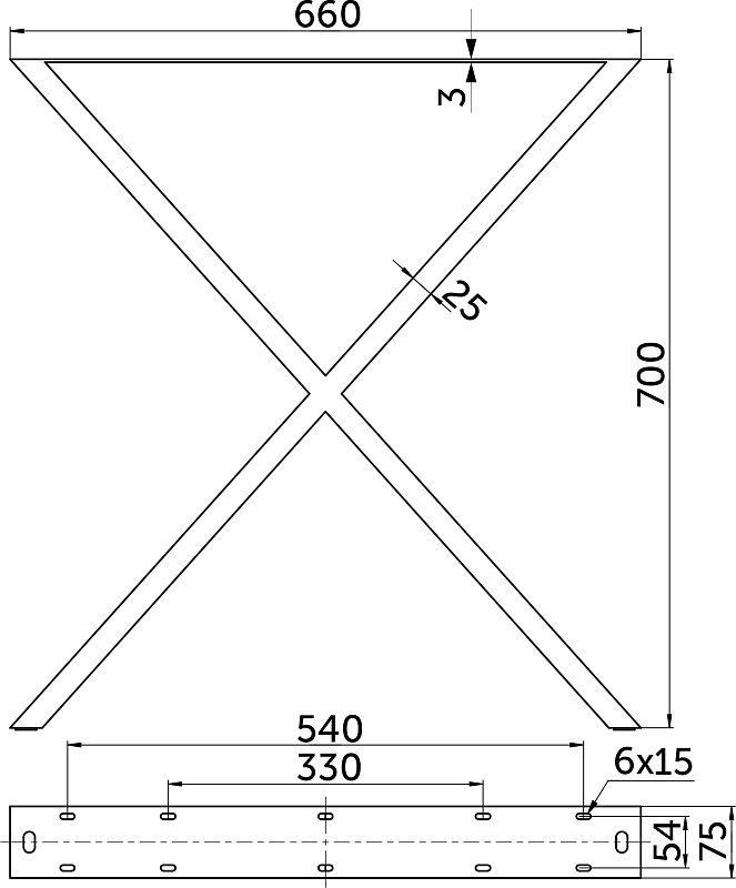 Подстолье FERROX h700, черный, 1 упак 2 шт., AKS 124238