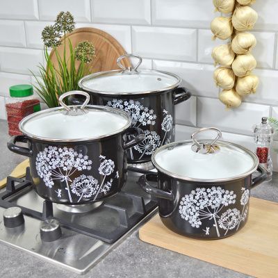 Набор коричневых кастрюль 3 шт Керченский завод 92315Набор Ажур-5-1-Люкс