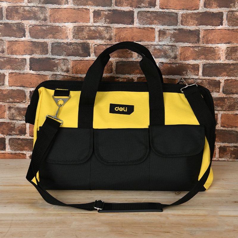 Сумка для инструментов Deli YS EDL430018, 400х200х270 мм, 6 карманов, ткань Oxford, черный, желтый