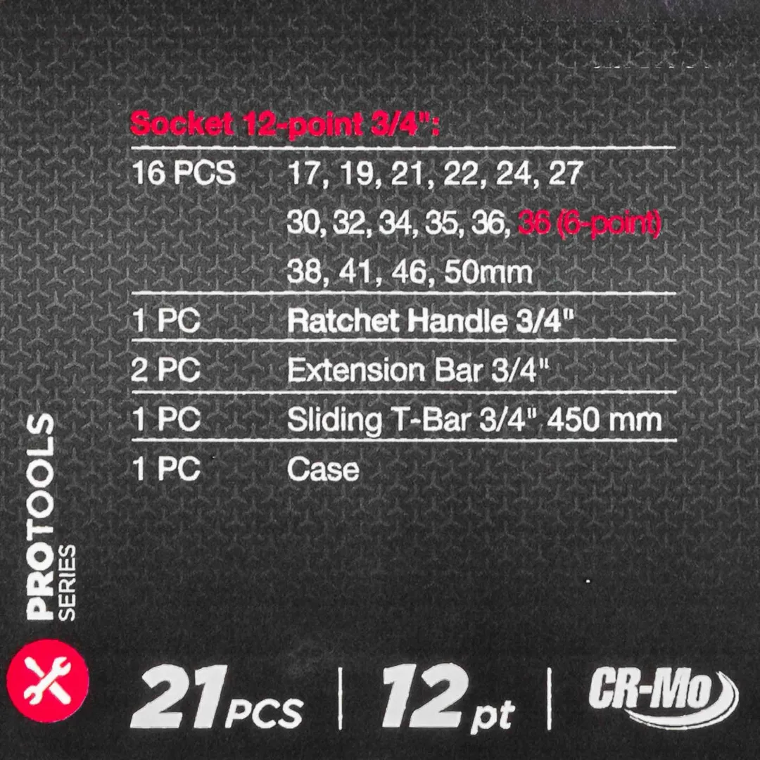 Набор инструментов ударных 21 пр, 3/4'' 12-гр. PATRON P-6212-9MPB