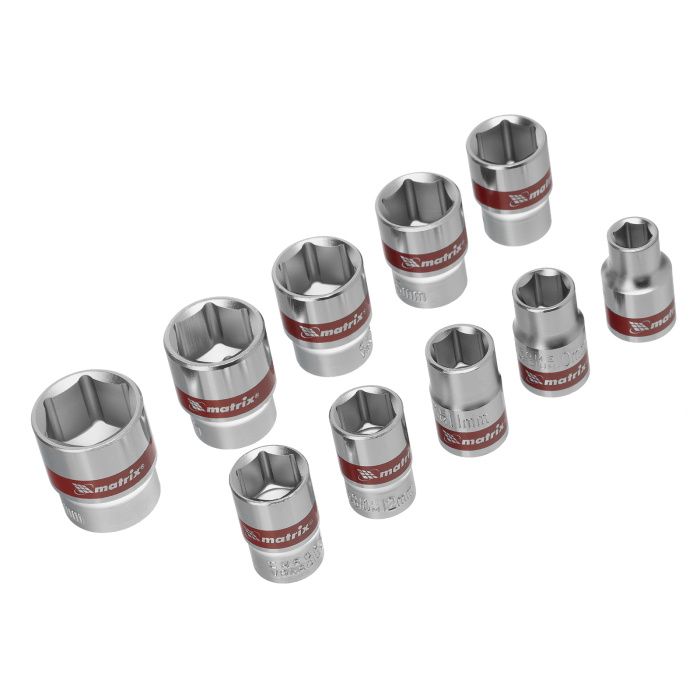 Набор торцевых головок 3/8'' 6-гр. 10 пр. 8-19 мм Matrix 13558