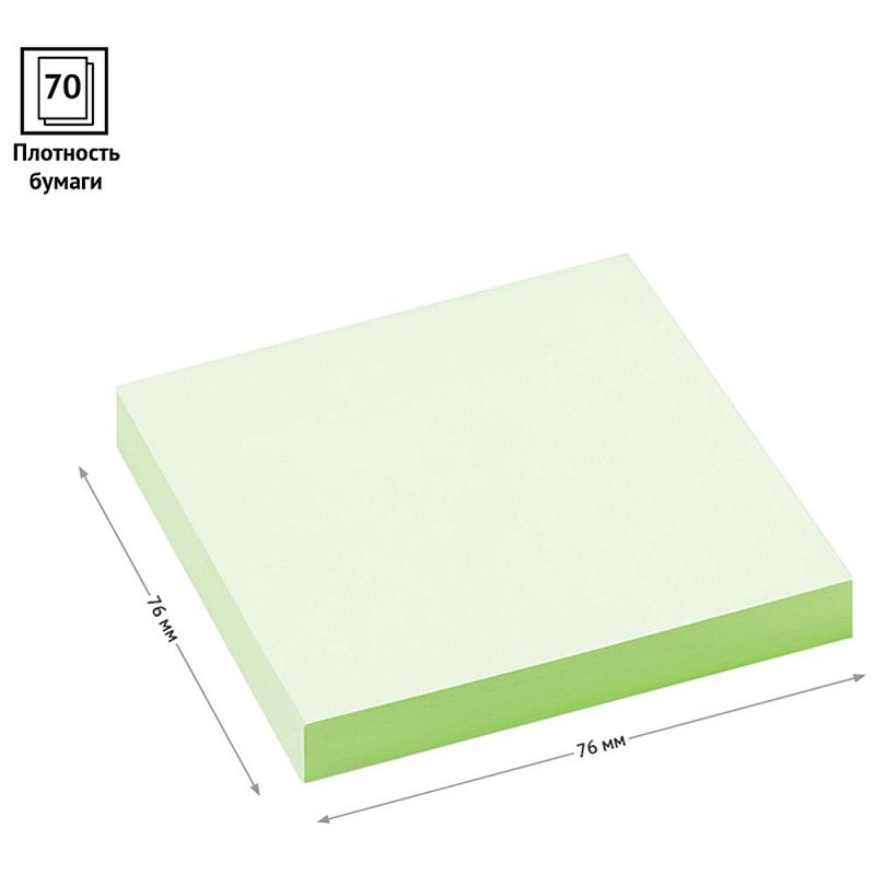 Бумага для заметок на клейкой основе "OfficeSpace", 76x76 мм, 100 листов, зеленый