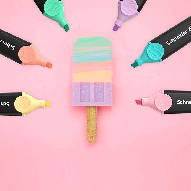 Набор маркеров текстовых "Schneider Job", 4 шт, пастельное ассорти