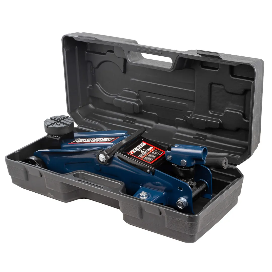 Домкрат подкатной гидравлический 2 т с вращающейся ручкой 180°, 140-340 мм, с резиновой накладкой Forsage F-TH22005C кейс