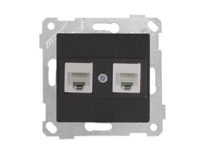 Розетка компьютерная 2xRJ45 (Cat5e, скрытая, без рамки) черная, RITA, Mutlusan 22001380184