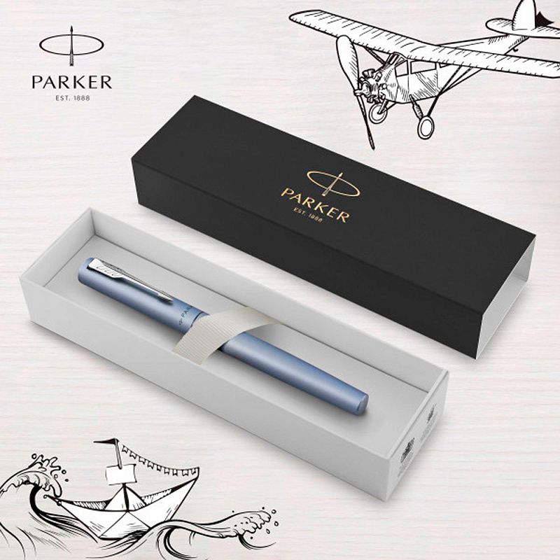 Ручка перьевая Parker "Vector XL Silver Blue", M, серебристый, патрон синий
