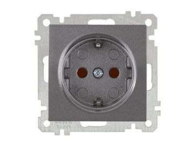 Розетка 1-ая (скрытая, без рамки, с/з, шторки) дымчатая, DARIA, (16 A, 250 V, IP 20) Mutlusan 21006050295