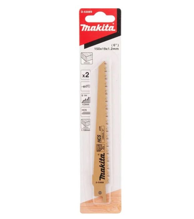 Пилка сабельная для дерева 150x1.2 мм, 6TPI, 2 шт Makita D-53089