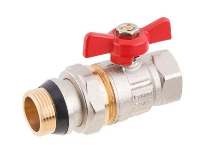 Кран шаровый 1/2'' нар.-вн. бабочка (со сгоном) PN40 AV Engineering (с уплотнительным кольцом) AVE095012