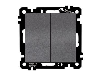 Выключатель 2-клав., скрытый без рамки пруж. зажим, дымчатый DARIA Mutlusan 2100 402 0195