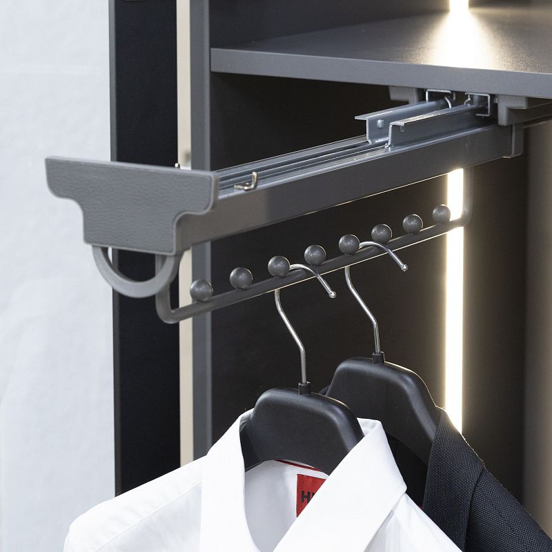 Выдвижная вешалка BRUNO крепл.верхнее, 8 шаров, 118*470*105, графит PRIME by AKS 115589