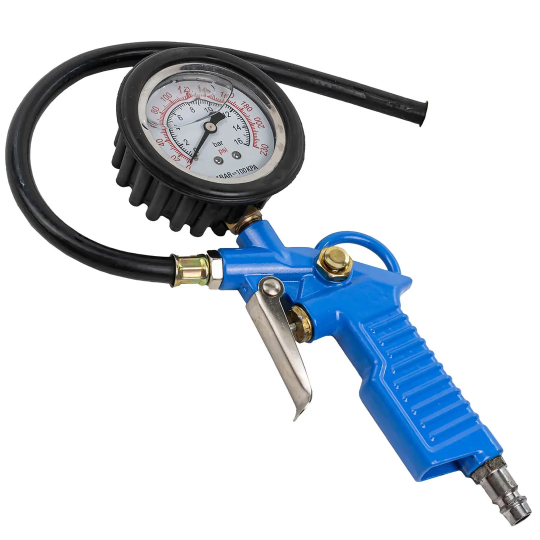 Пистолет для подкачки шин с аналоговым манометром и шлангом, 0-16bar, манометр заполнен глицерином Forsage F-2370G