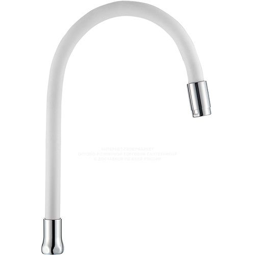 Излив гибкий для кухонного смесителя, нержавеющая сталь + силикон, хром + белый L7506-3 Ledeme