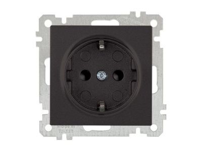 Розетка 1-ая (скрытая, без рамки, с/з, шторки) черная, DARIA, (16 A, 250 V, IP 20) Mutlusan 21006050284