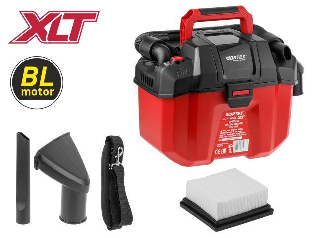 Аккум. пылесос CVC 1815 в кор. ALL1 XLT SOLO БЕСЩЁТ., 18 В, 9-15 кПа, 10 л, строительный, БЕЗ АКБ и ЗУ, WORTEX 1334963