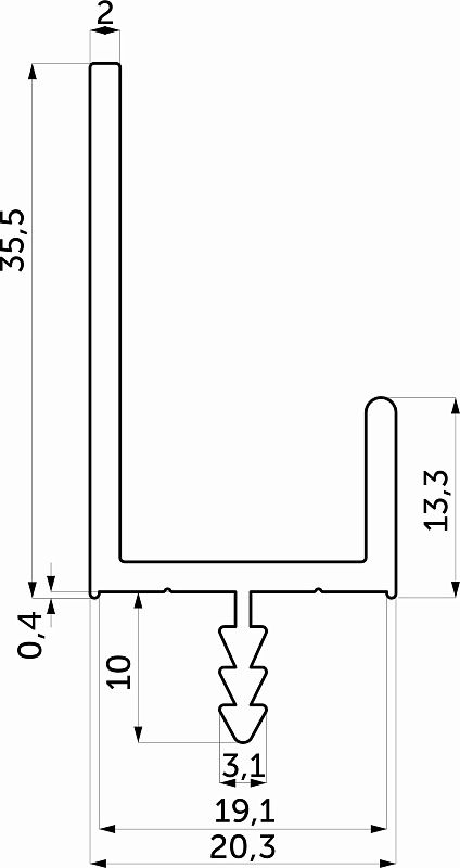 Ручка-профиль алюм. врезная L-образная MOON-18, 3.5м, матовое золото AKS 118230