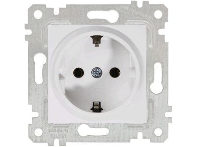 Розетка 1-ая (скрытая, без рамки, с/з) белая, RITA, (16 A, 250 V, IP 20) Mutlusan 22006000201