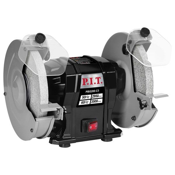 Станок точильный электрич. PBG200-C3 (500Вт, 2950об/мин, Ø200х12,7х20/200х16х20мм, пылезащ.) PIT PBG200-C3