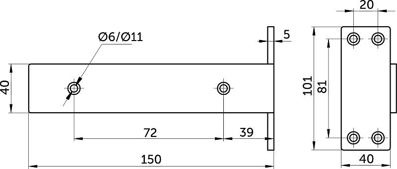 Полкодержатель мет. MAST 150*100*40*5 черный AKS 124298