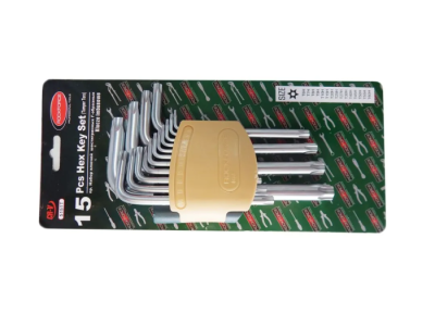 Набор ключей Г-образных длинных TORX TR (с отверстием) Т6Н-Т60Н 15 пр RockForce RF-5151LT