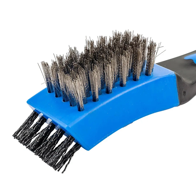 Щетка по металлу ручная в пластиковом корпусе с прорезиненной рукояткой 3 в 1 3х5, 6х5 рядов Forsage F-340129825