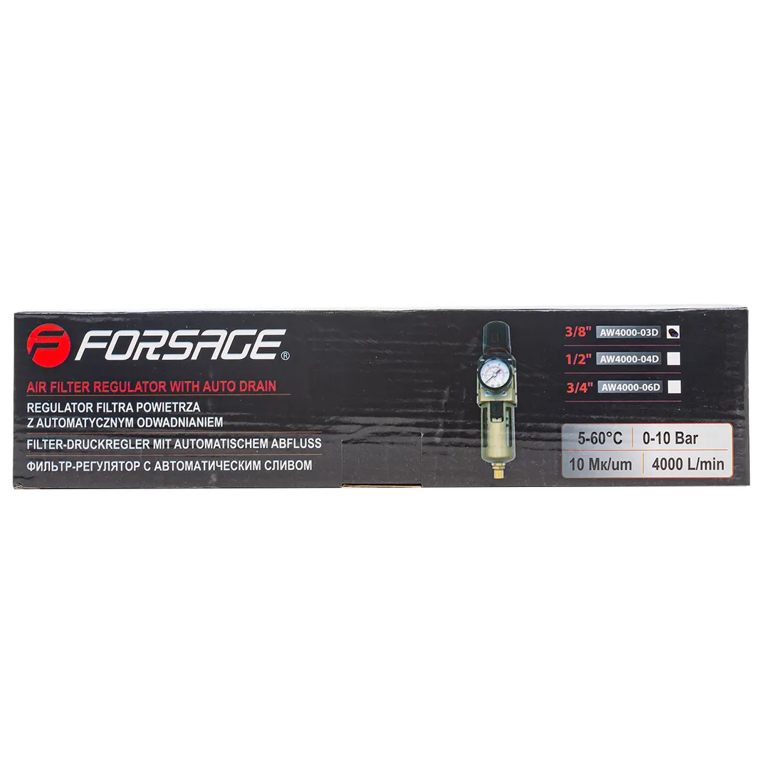 Фильтр-регулятор 3/8" с индикатором давления и автоматическим сливом Forsage F-AW4000-03D