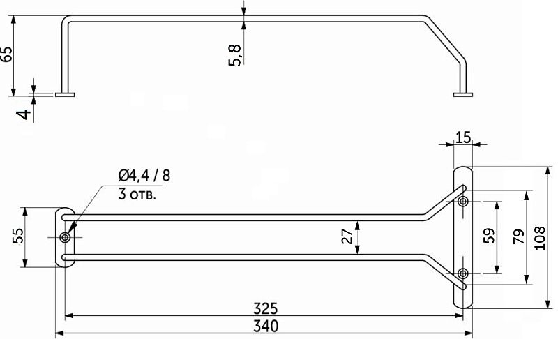 Держатель подвесной для бокалов однорядный 340*65*114, хром RU 115527
