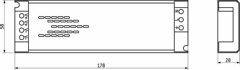 Блок питания Indoor 100W/12V, серия 6, медленный запуск, с диммированием, быстрозажимные клеммы, AKS 115419