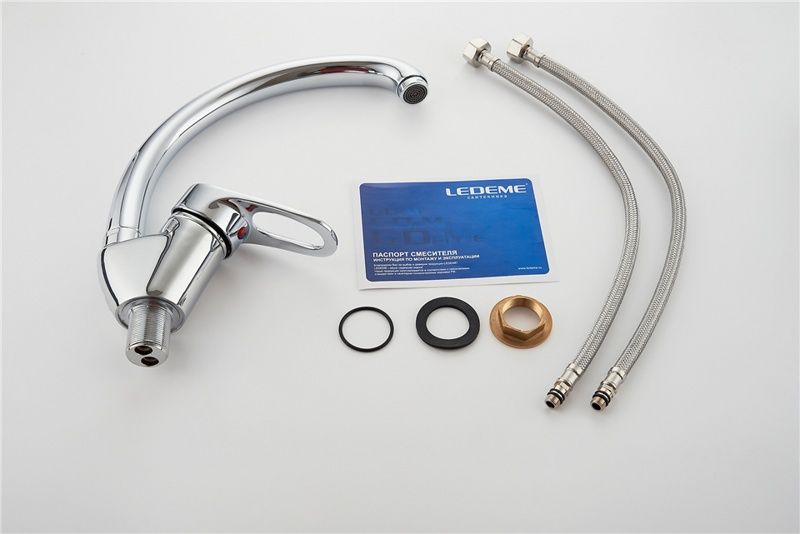 Смеситель для кухни, латунь, хром Ledeme L5904
