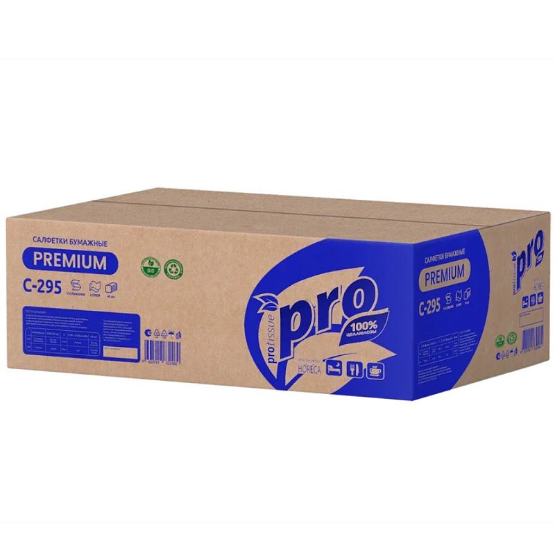 Салфетки бумажные PROtissue 10,5х21 см, 2 слоя, V - сложение, белый, 200 листов