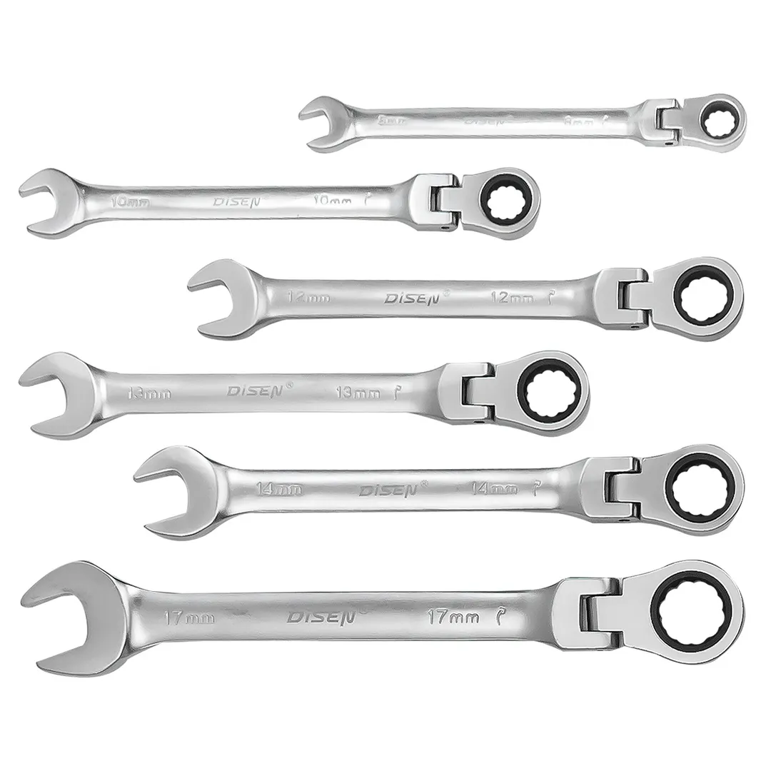 Набор ключей трещоточных с шарниром 8-17 мм, 6 пр. DISEN DSH1505F