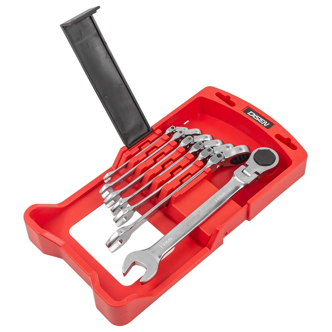 Набор ключей трещоточных с шарниром 8-19 мм, 7 пр. DISEN DSD1510F