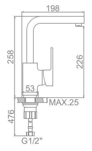 Смеситель для кухни, латунь, хром Ledeme L4030-2